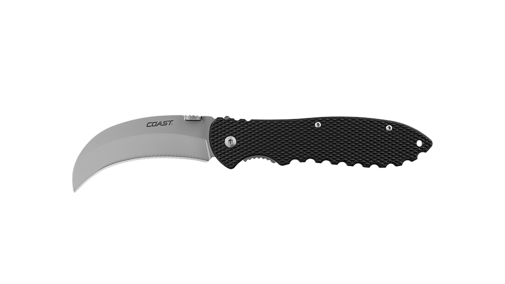 COAST DX300 3 Inch Stainless Steel Blade Double Locking Folding Knife with Nylon Handle, side photo