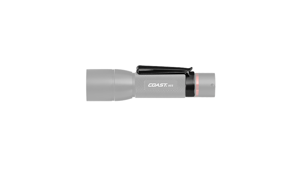 COAST HX5 130 Lumen 4 Inch LED Flashlight Pocket Clip, side photo