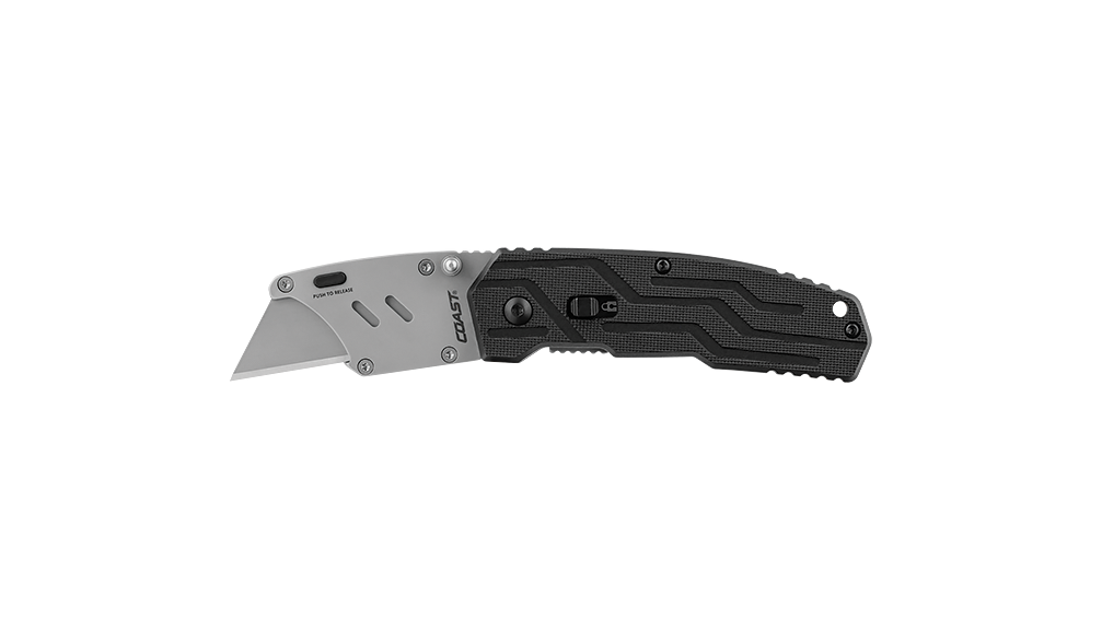 COAST MX200 1.2 Inch Stainless Steel Blade Folding Utility Knife with Nylon Handle, side photo