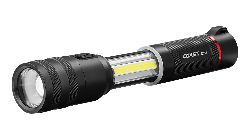 COAST PX250 650 Lumen 6.7 Inch Dual Color LED Stretching Flashlight, stretched photo