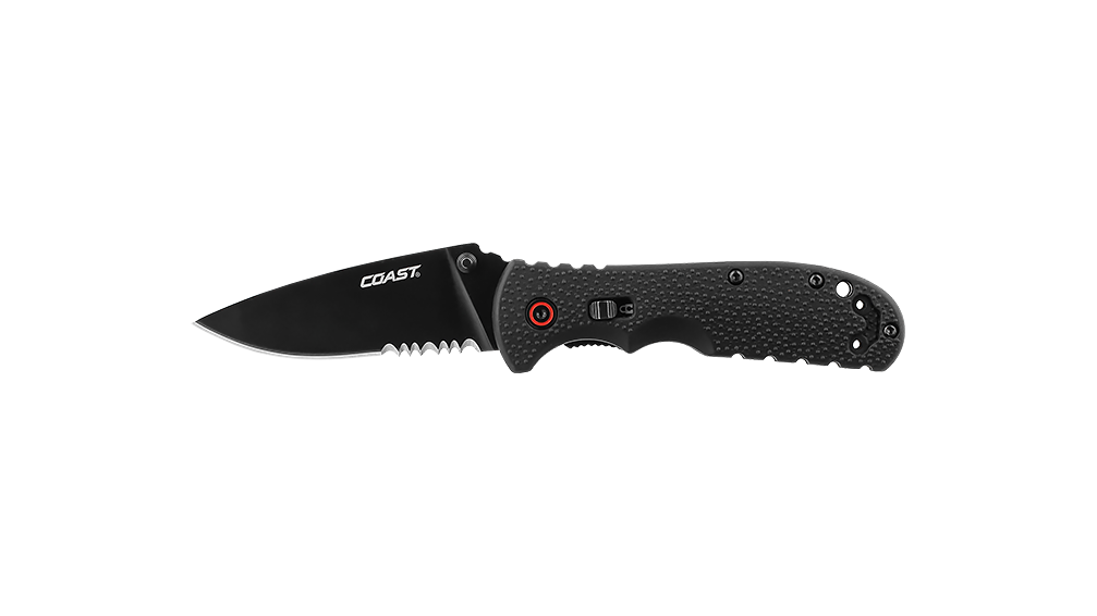 COAST RX300 3 Inch Stainless Steel Blade Folding Knife with Nylon Handle, Blade Assist, Max Lock, side photo