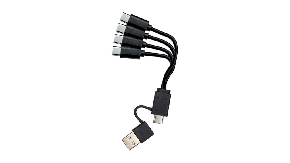 USB-A/C to 4 Prong USB-C Multi-Charge Cable