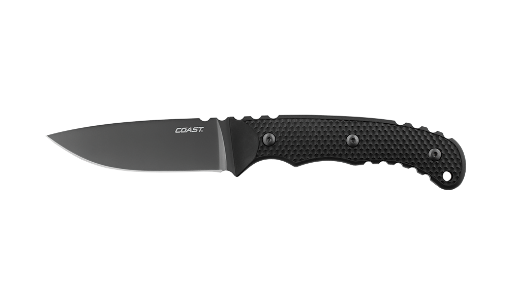 COAST F402 4 Inch Stainless Steel Fixed Blade Knife with Nylon Handle, side photo