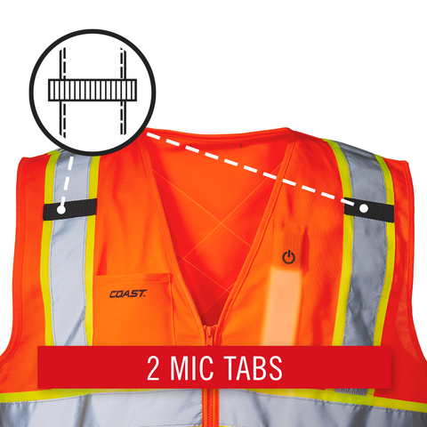 Coast Crew SV350 Safety Vest in Orange | Micro-USB Charging Port