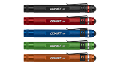 A Group Shot of the COAST G20 5.5 Inch LED Inspection Light in Black, Red, Blue, Green, and Orange, group photo