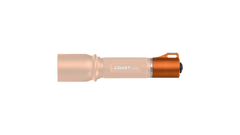 COAST Orange HP5R 185 Lumen 4.875 Inch LED Flashlight Tail Cap, side photo