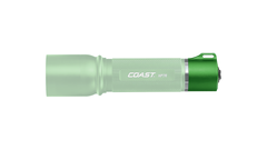 COAST Green HP7R 300 Lumen 6.125 Inch Rechargeable LED Flashlight Tail Cap, side photo