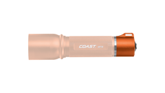COAST Orange HP7R 300 Lumen 6.125 Inch Rechargeable LED Flashlight Tail Cap, side photo