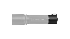 COAST Black HP7R 300 Lumen 6.125 Inch Rechargeable LED Flashlight Tail Cap, side photo