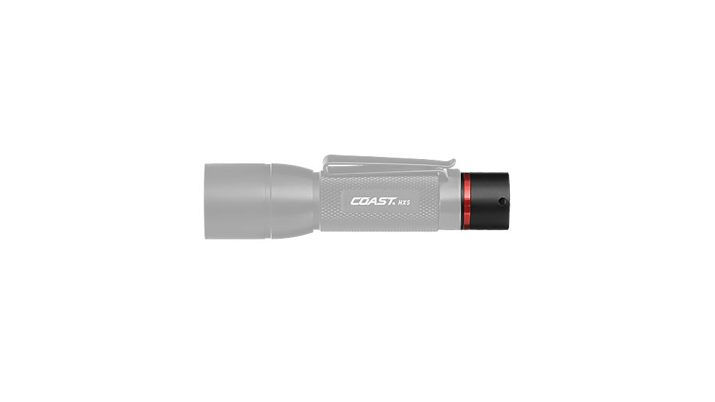 COAST HX5 130 Lumen 4 Inch LED Flashlight Tail Cap, side photo