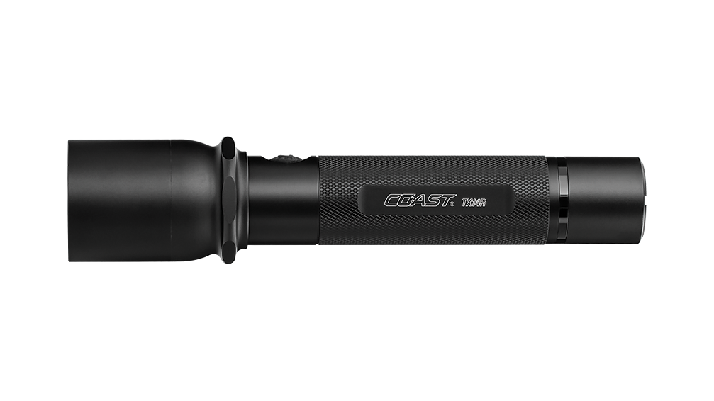 COAST TX14R 900 Lumen 7.625 Inch Rechargeable LED Flashlight, side photo