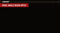 An animation highlighting the COAST Wide Angle Beam Optic Shining Against a Wall.